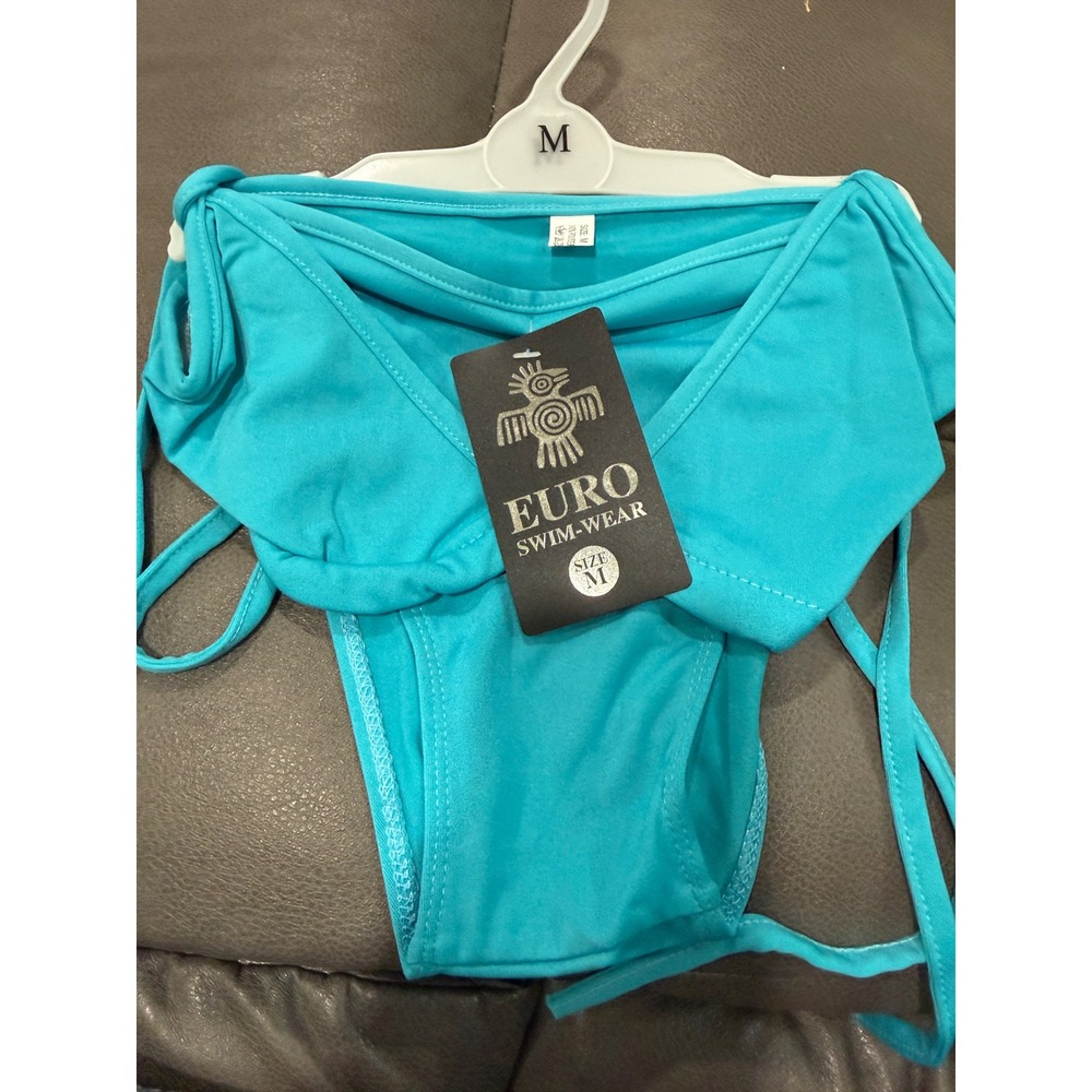Euro Swimwear Turquoise Side Tie Bikini setโ Womens Size Medium NWT Teal